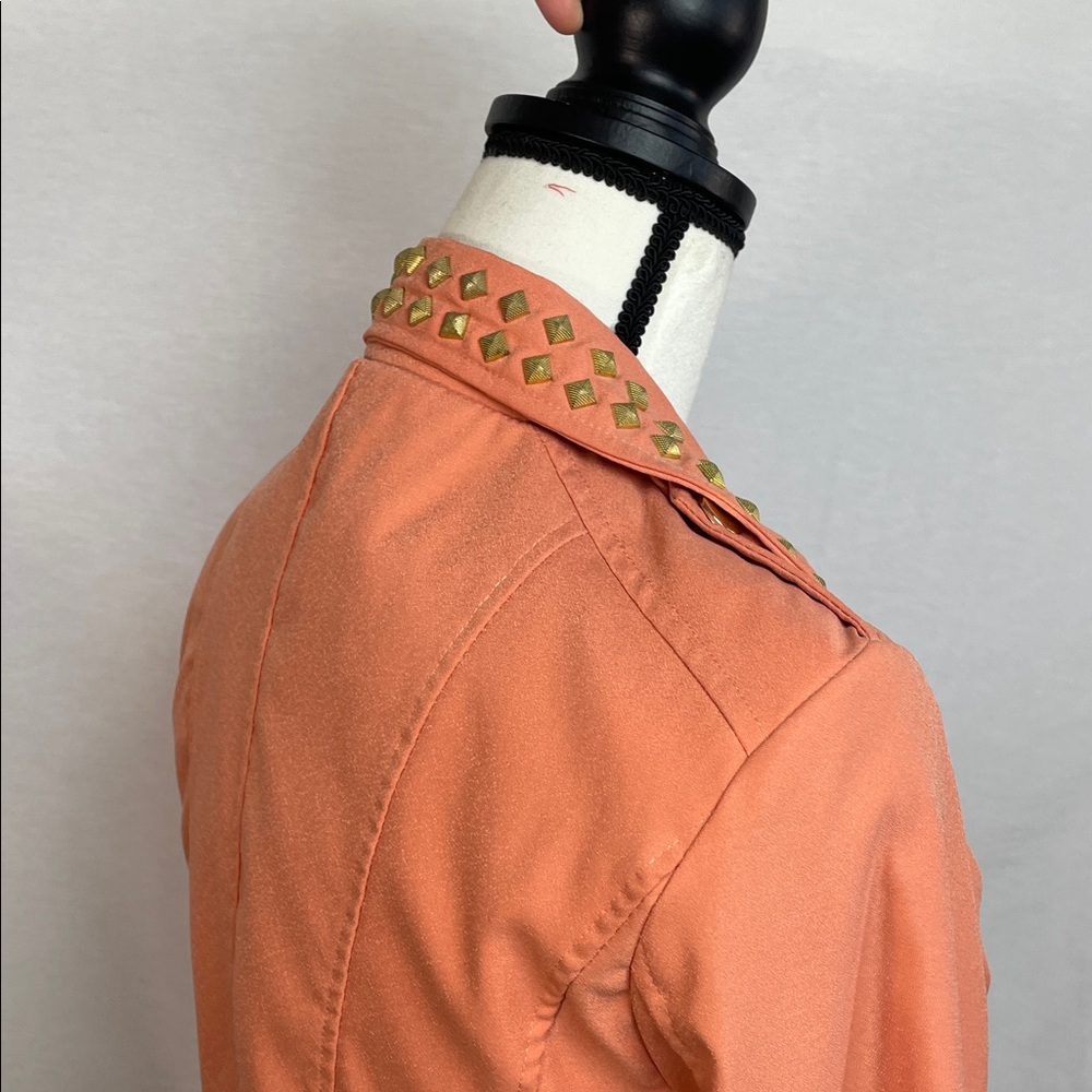 Gold Studded peach moto Jacket - Picture 16 of 17